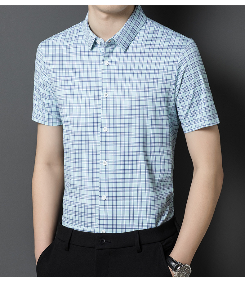 Una pieza de reemplazo de cabello hombre de mediana edad camisa de manga corta verano 2024 nueva camiseta sin plancha casual media manga top hombre ropa de hombre pic 5