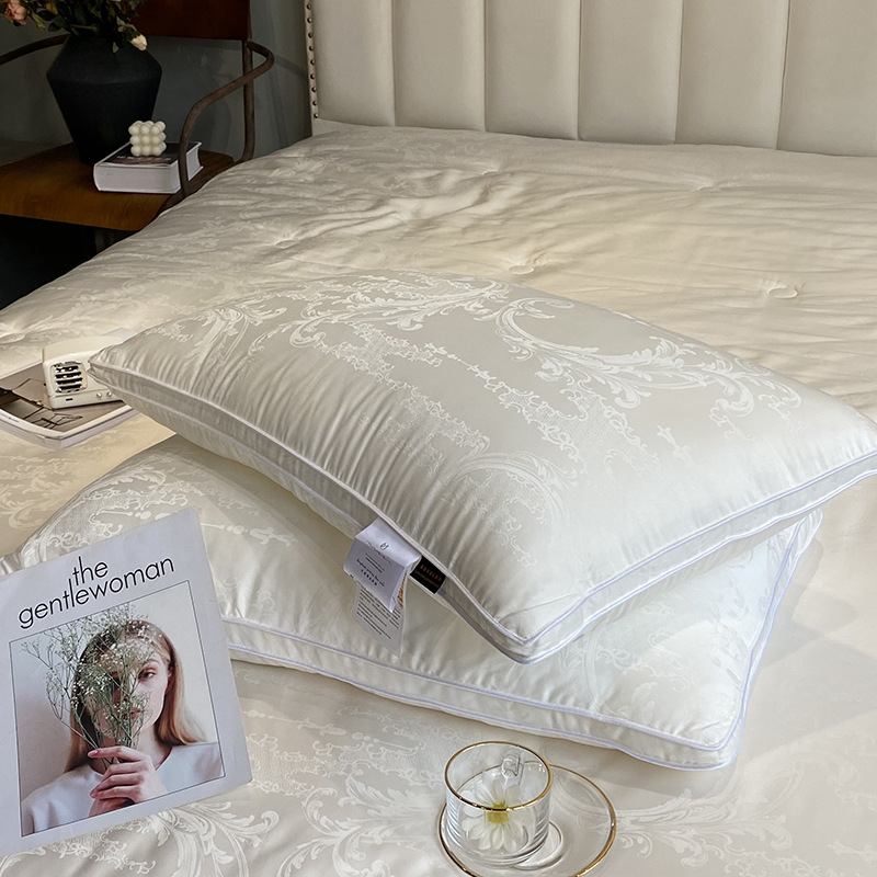 A light luxury 60-count jacquard all-cotton soybean fiber pillow core, a five-star hotel pure cotton pillow pic 5