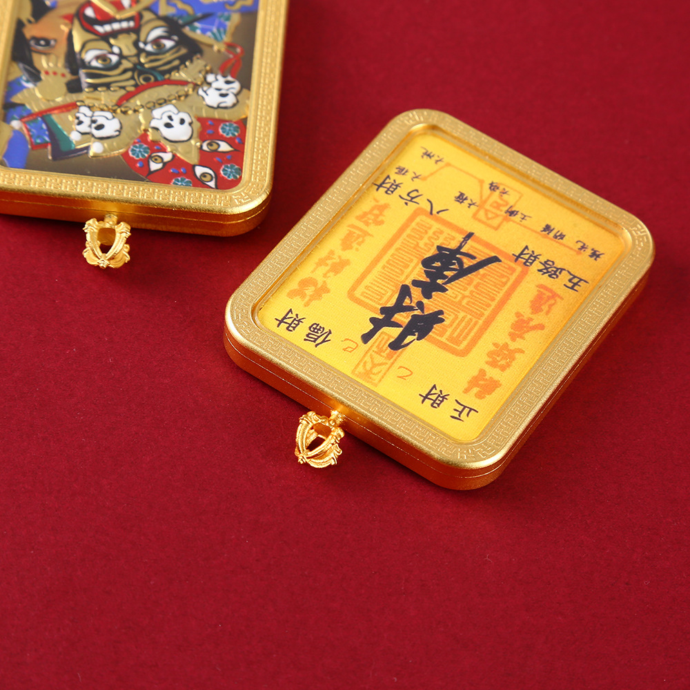 藏式半手绘双面唐卡吊坠 扎基拉姆唐卡 五台山龙五爷黄铜工艺品详情9