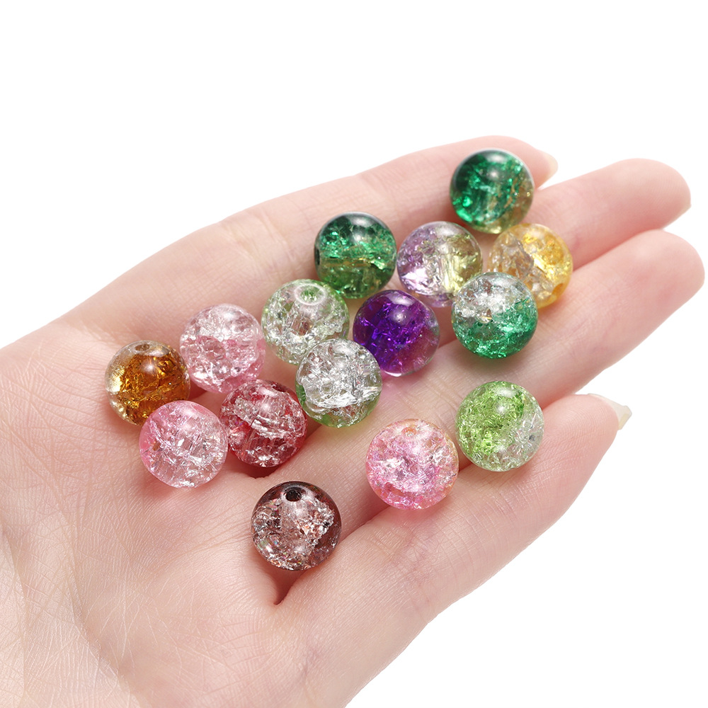 10mm ice-cracked glass beads, round beads, loose beads, diy handcrafted bracelet, beaded jewelry accessories, bracelet accessories pic 10