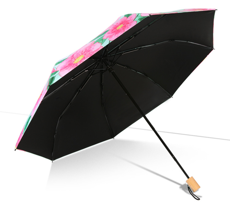 Cross-border supply black rubber folding umbrellas, one-piece consignment, sun protection and shade umbrellas, extended four-fold small black umbrellas, factory direct sales pic 23