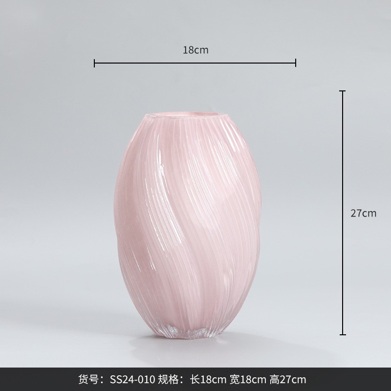 麦芽糖粉色螺旋不规则扭曲水培玻璃花瓶现代家居装饰品花器摆件详情3