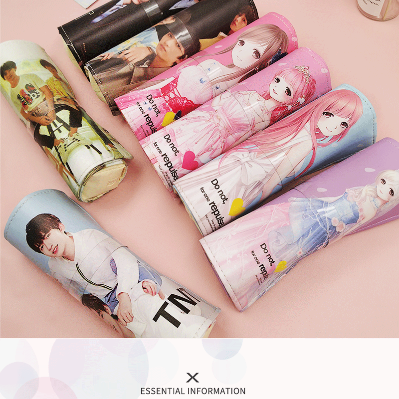 Creative roller shutter pen case, anime star student built-in small pen case, creative multi-functional, fresh and cute cartoon PU leather pic 2