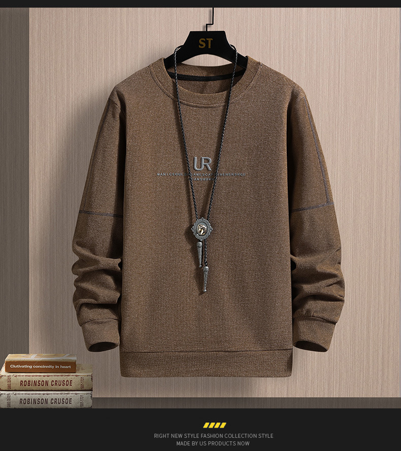 2022 Autumn/Winter new double-sided German fleece long-sleeved T-shirt for men, Korean-style trendy fleece hoodie, casual top for men pic 32