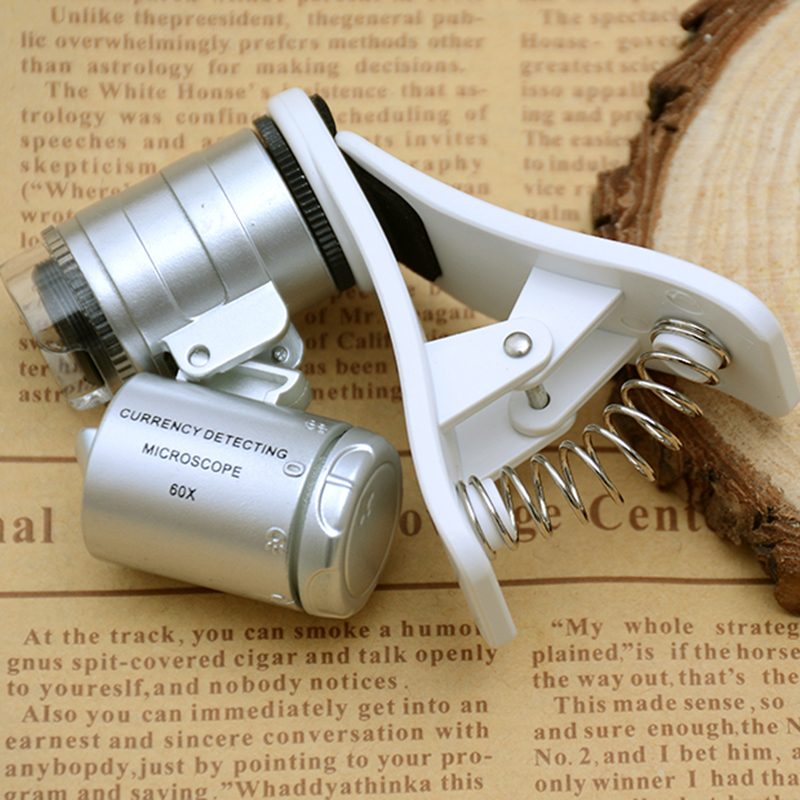 义乌晶辉厂家直销手机夹60倍带验钞LED灯显微镜放大镜 9882W1详情5