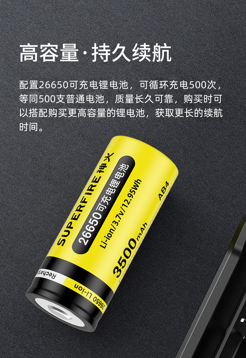 Shenhuo High-intensity flashlight, long battery life, LED lighting, long-range flashlight, hotel and guesthouse emergency fire-fighting flashlight pic 9