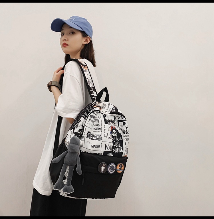 2023新款书包大容量时尚百搭双肩包初高中生情侣简约校园风双肩包详情31