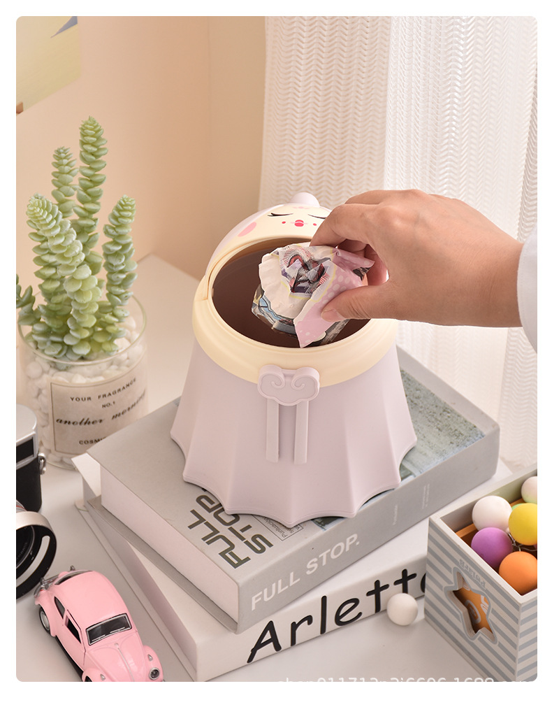 新品可爱创意桌面公主垃圾桶摆件家用客厅办公收纳桶迷你纸篓批发详情17