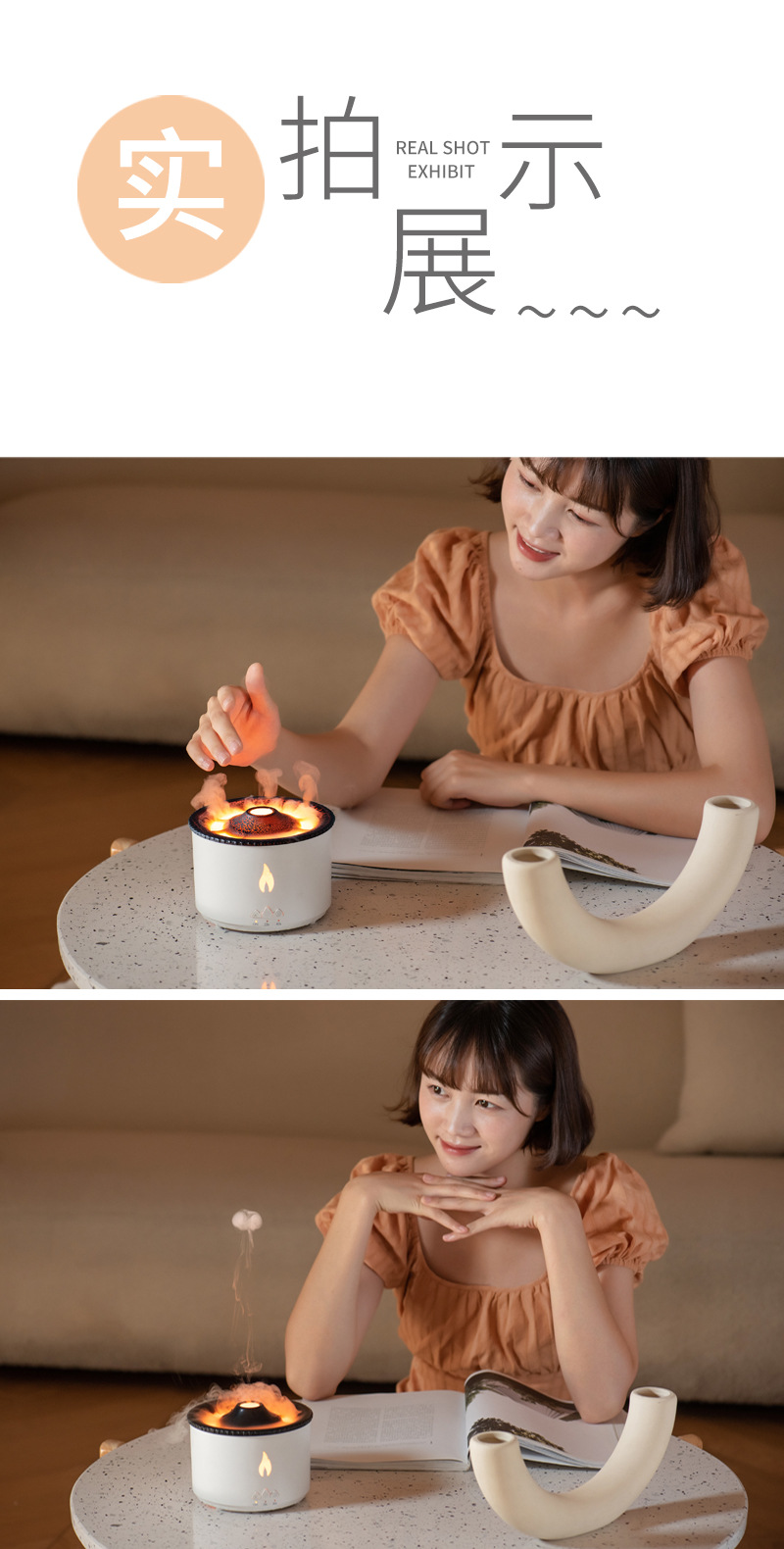 100% simulation 3D volcano humidifier, innovative jellyfish large spray, ultrasonic atomization aroma diffuser for office and home use pic 12