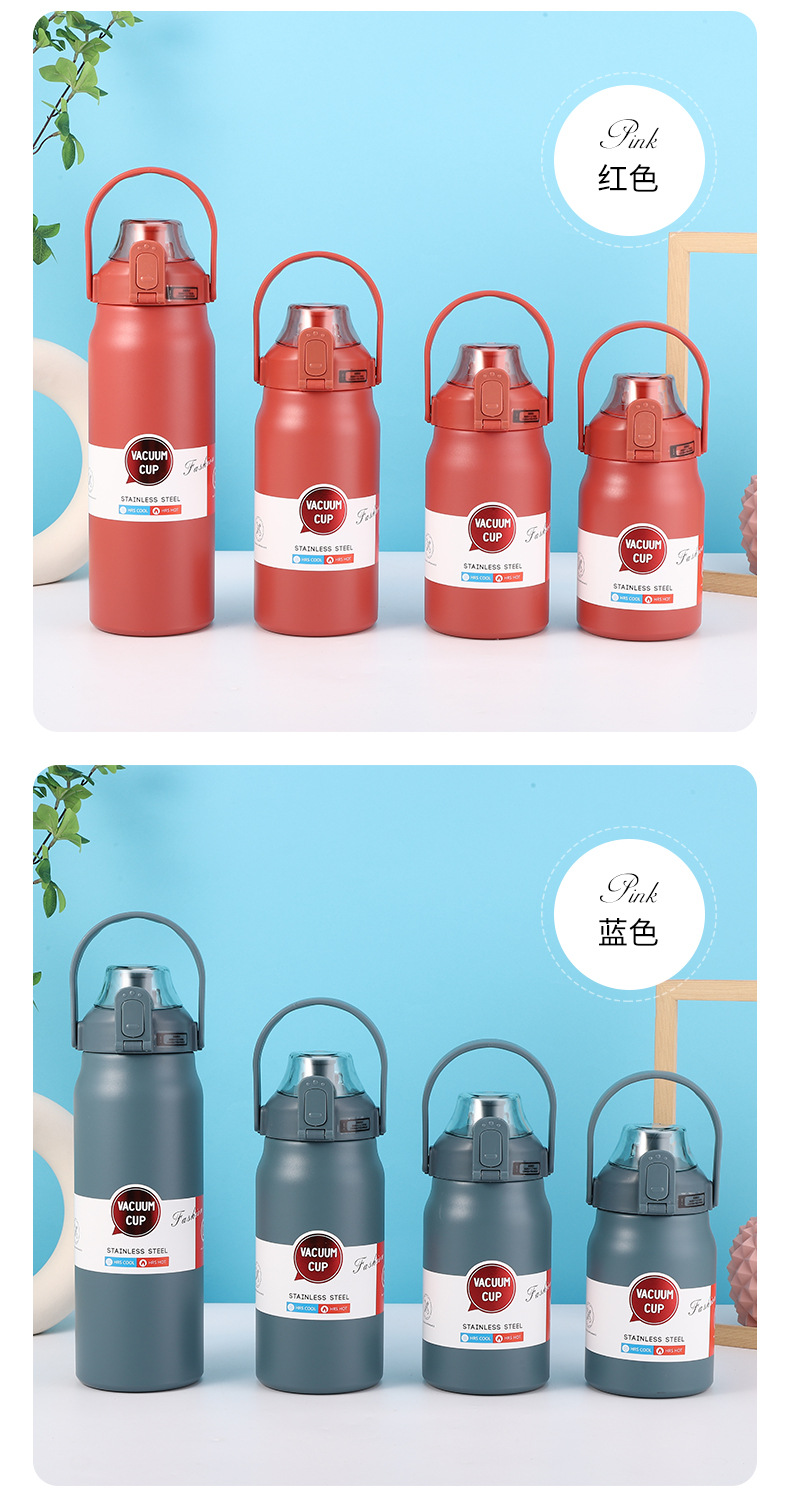 Cross-border direct supply of 316 stainless steel insulated cups, outdoor large-capacity hand-held cups with large bellies, portable straws, sports water bottles pic 16