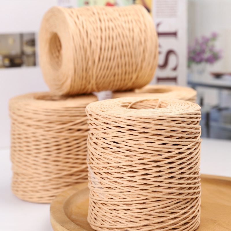 厂家直销 2mm*150M卡其色铁丝纸绳 创意diy藤编绳 编织篮子绳详情16