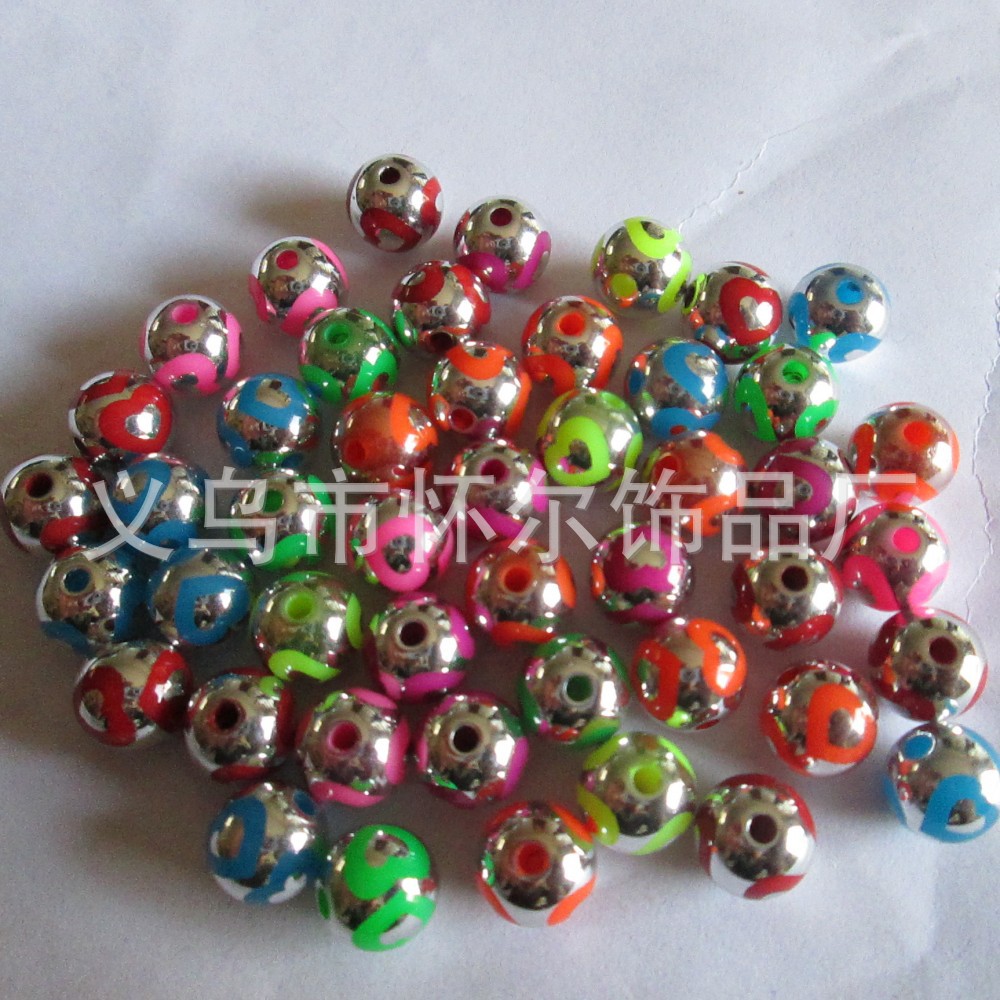 CCB电镀大孔珠 吊孔 塑料珠子合金配件 异形花 五角星 桃心珠子详情3