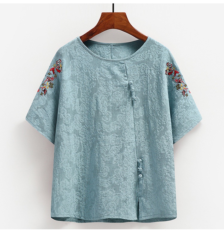 Summer clothing sets for middle-aged and elderly people, cotton and linen, short-sleeved for grandmothers and mothers, summer pure cotton T-shirts, clothes for the elderly and grandmothers pic 21