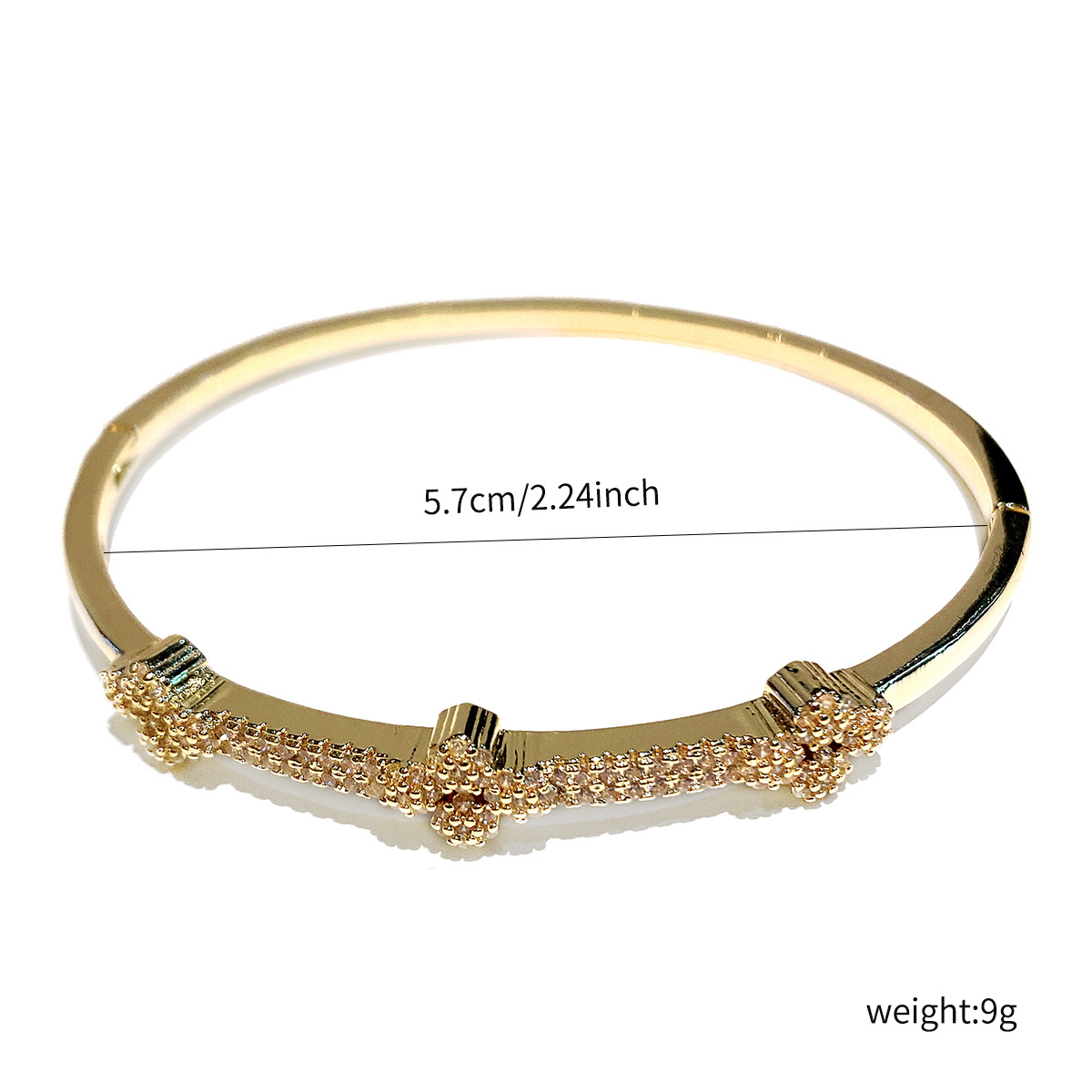 European and American cross-border fashion micro-inlaid four-leaf clover bracelet, copper material, retro trend, niche and trendy bracelet accessory, wristband pic 3