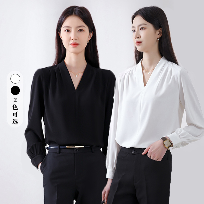 时尚衬衫女夏时尚宽松弹力透气女士长袖衬衣气质职业上衣工装详情6