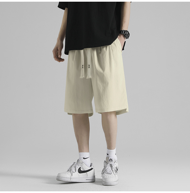 Ice silk shorts for men, summer thin basketball sports, quick-drying beach mid-length pants, loose workwear, casual 5-inch pants pic 5