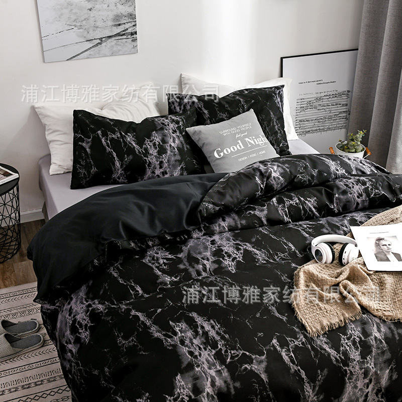 Boya Home Textiles Cross-border Amazon marble-patterned pure cotton plain printed quilt covers, pillowcases, two or three pieces bedding sets pic 17