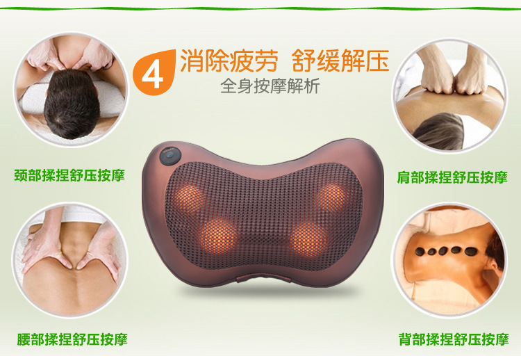 New car massage pillow, electric cervical massager, home infrared heating kneading shoulder and back massage headrest pic 10