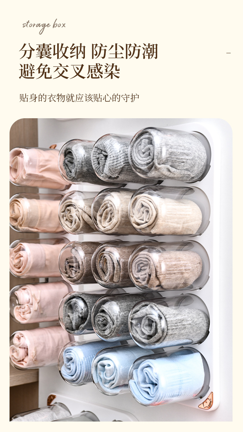 袜子短裤收纳盒壁挂式透明衣橱柜门装袜子神器塑料内衣内裤收纳盒详情7