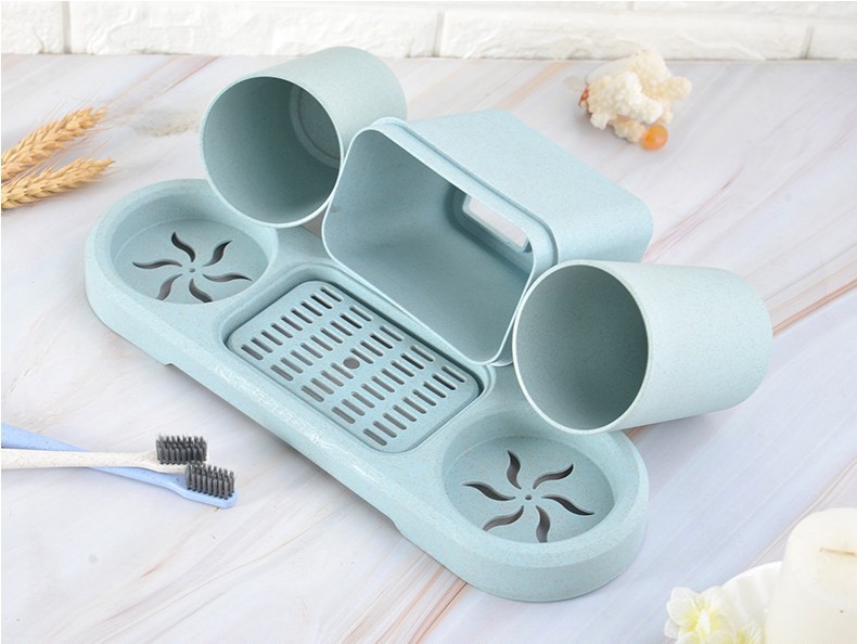 Wheat straw couple toiletries set, household toothbrush cup holder, student toothbrush and toothbrush holder, plastic mouthwash cup manufacturer pic 12