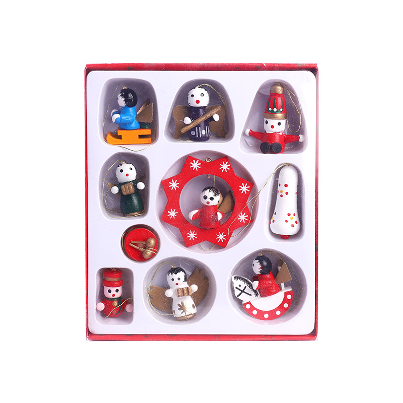 新品圣诞树木制挂饰套装 圣诞节实木挂件木偶套装 圣诞节装饰品详情9