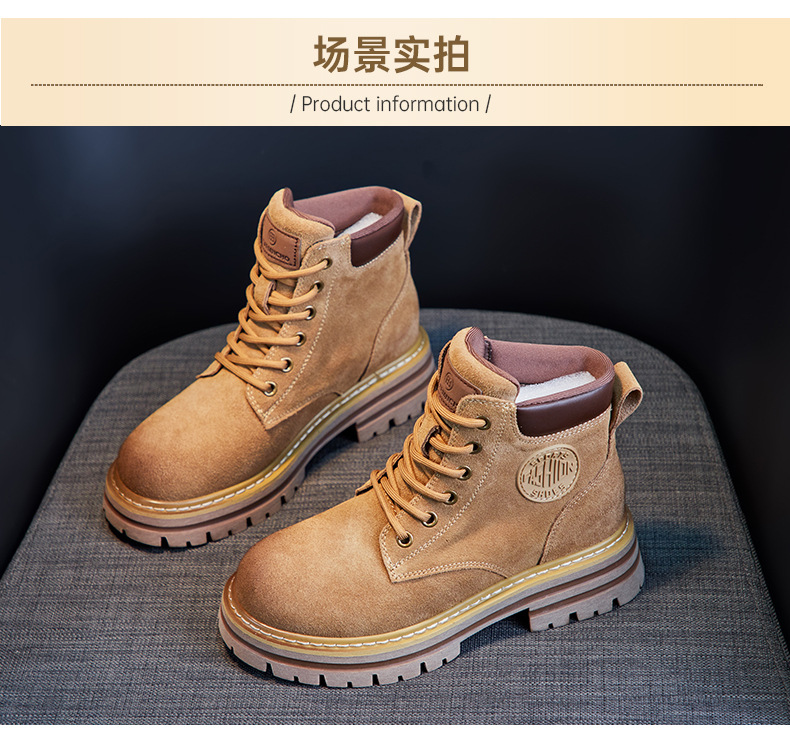 欧洲站马丁靴女2023秋季新款软皮软底复古女短靴牛反绒磨砂工装靴详情20