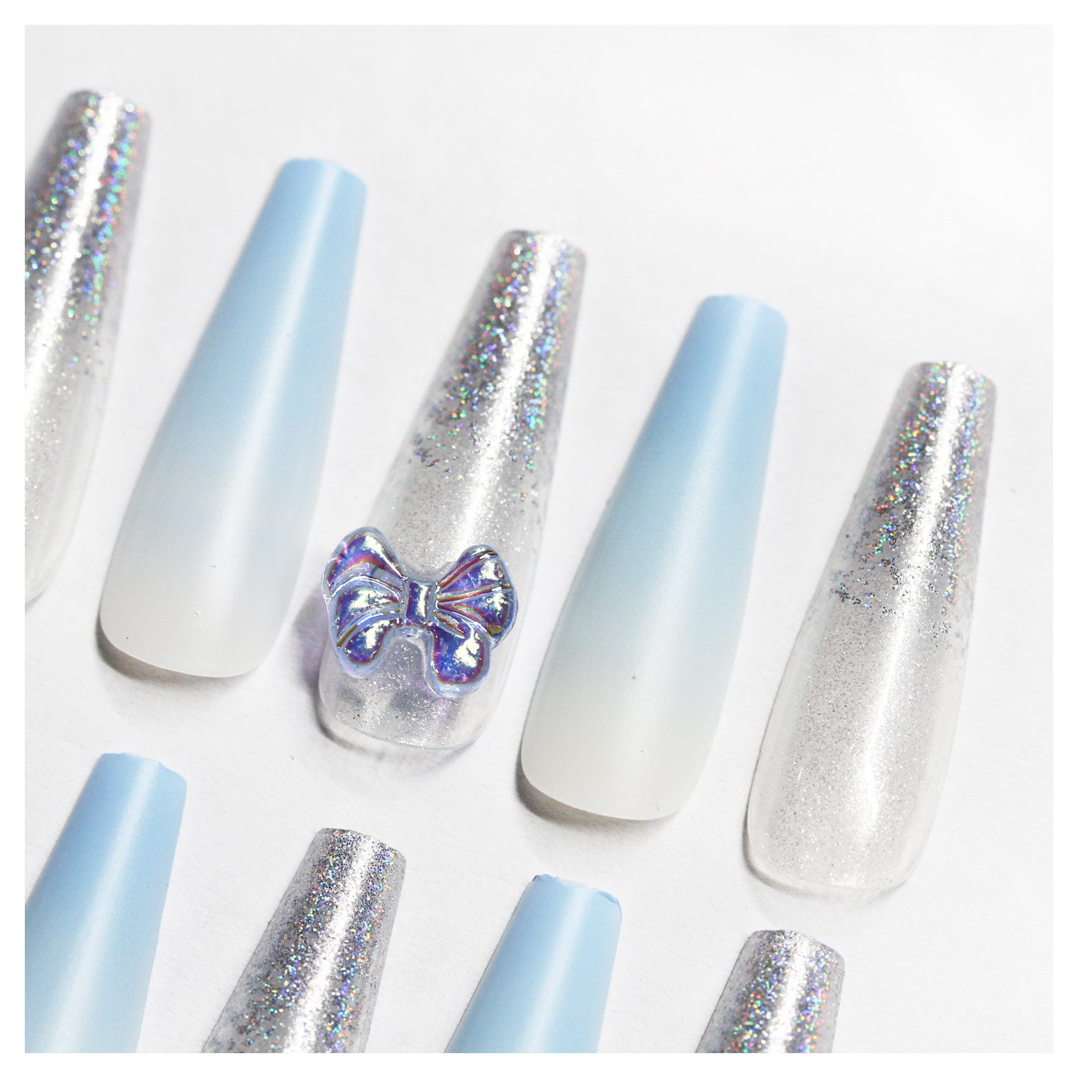 Special offer on 30 pieces of long ballet nail nail patches with diamonds pic 24