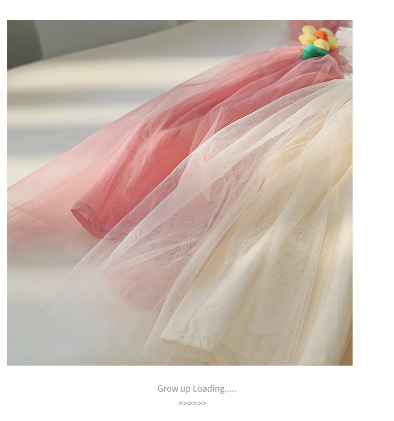 唯美立体花朵网纱女童连衣裙2023夏款飞袖女宝宝蓬蓬裙公主裙子详情21