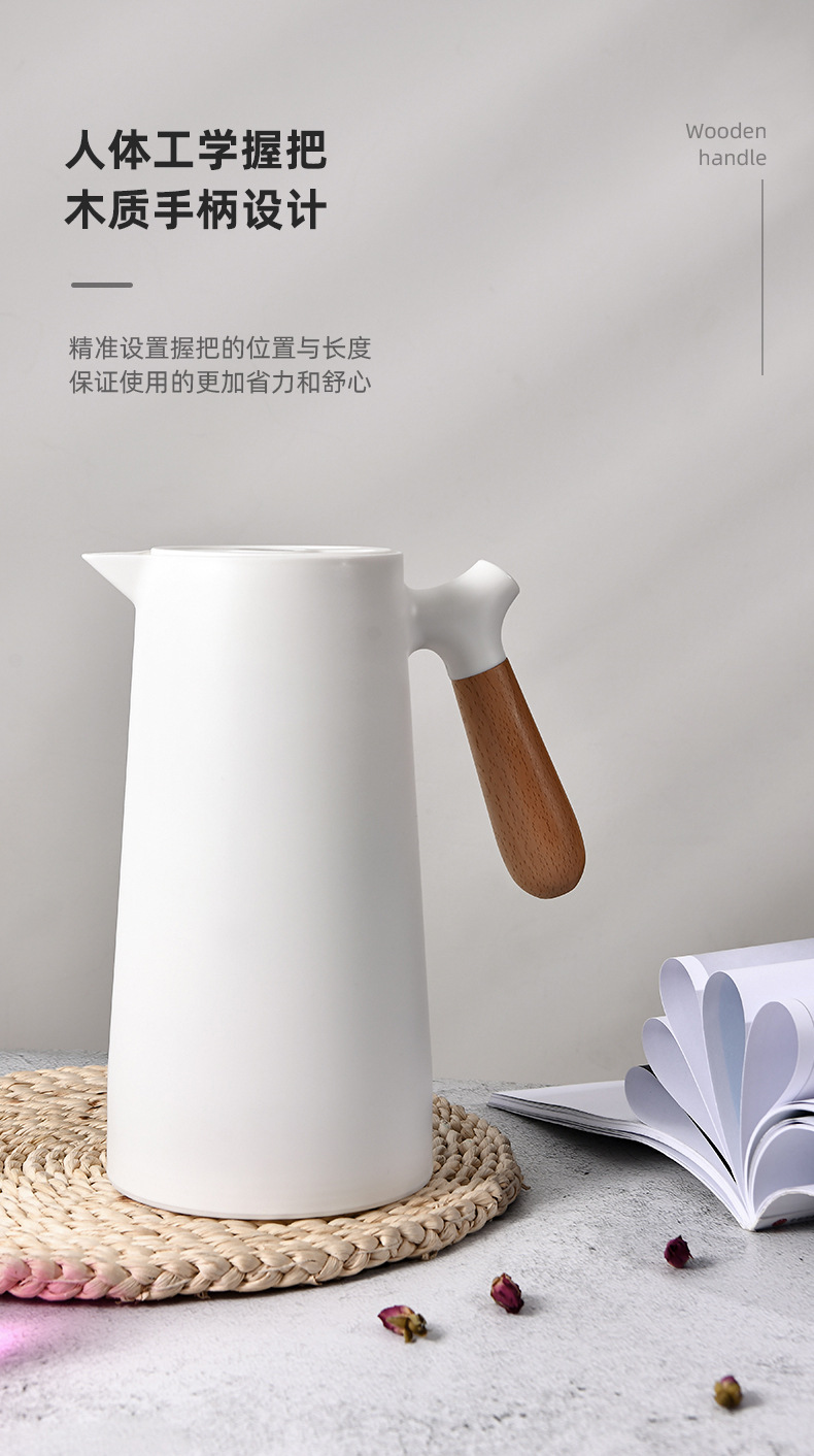 Wholesale cross-border European-style insulated kettles with wooden handles, simple coffee kettles, household fashionable insulated bottles and water kettles as gifts pic 9