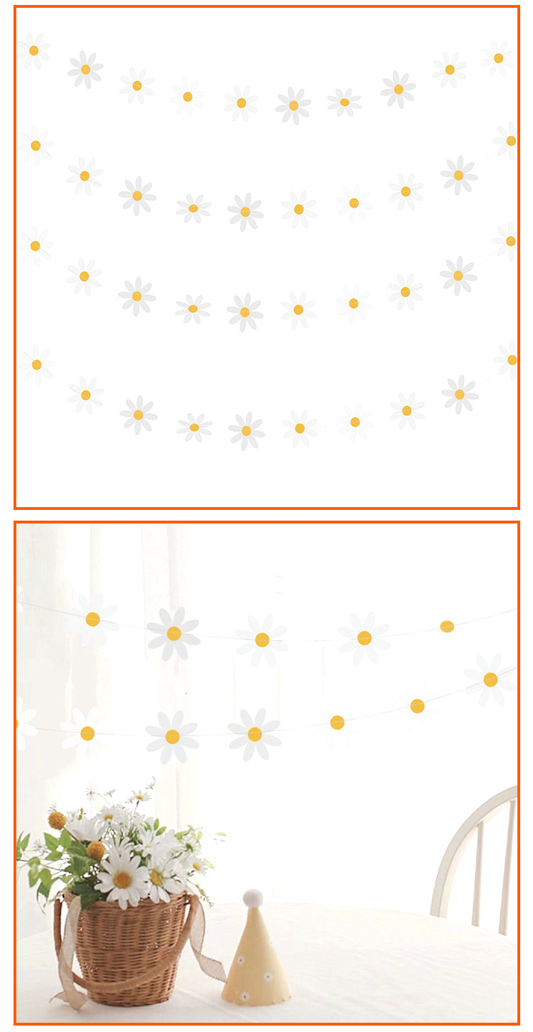 亚马逊车缝小雏菊拉花生日装饰横幅花朵挂饰派对氛围布置菊花拉旗详情4