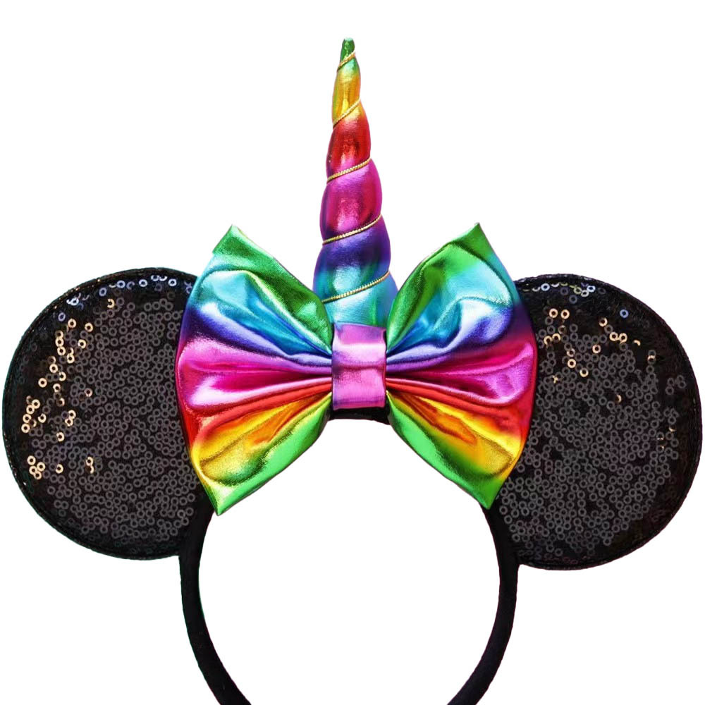 Korean version golden unicorn children's hairband, cartoon Mickey Mouse headwear, personalized performance animal-shaped hairpin, popular headwear for birthday, festival and party pic 3