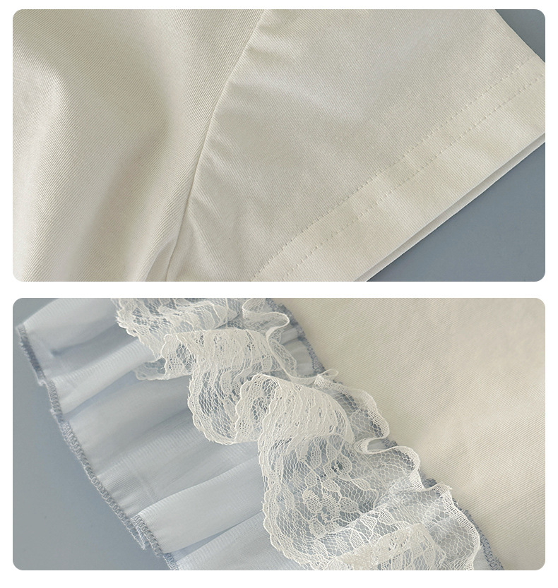 A new summer lace patchwork short-sleeved shirt for girls in 2025, a sweet and fashionable T-shirt for children pic 23