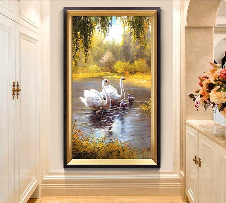 American-style entrance foyer hanging paintings, modern art, European-style vertical corridor and passageway decorative paintings, grand murals, large size pic 23