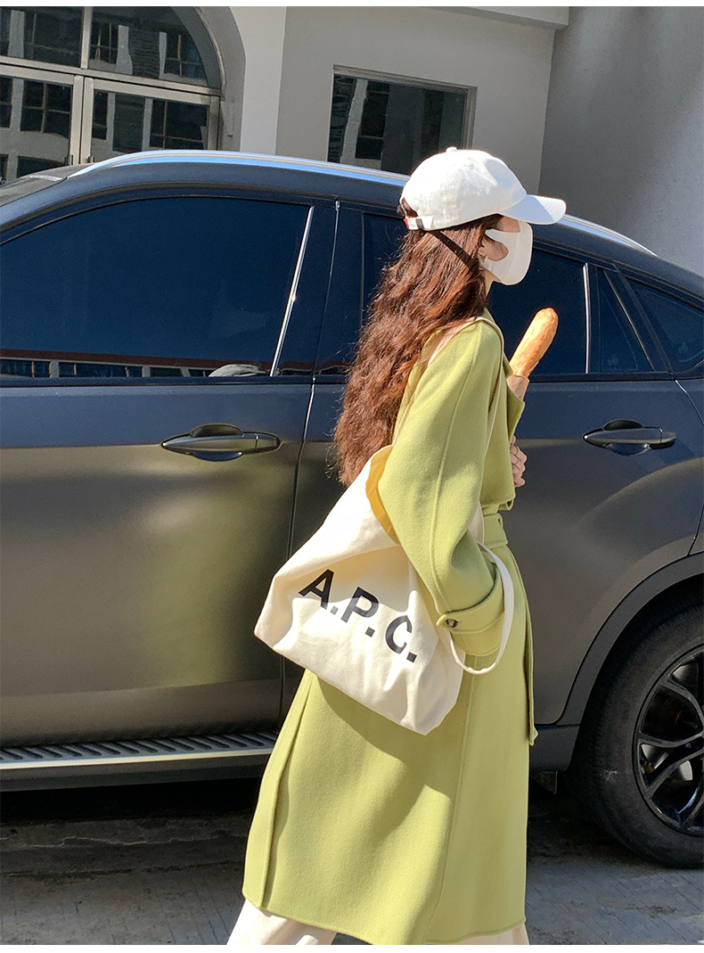 Q469 Dongdaemun Double-sided Cashmere Coat Korean version Autumn and Winter New Style Wool Tie suit collar woolen coat for women pic 24