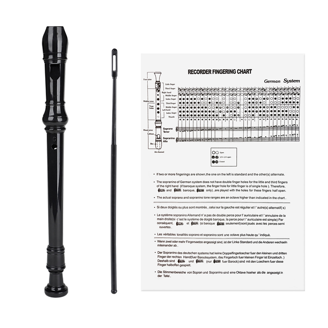 8-hole vertical flute, black and transparent, G-key ABS vertical flute, a wind instrument for children and students to start learning in class pic 4