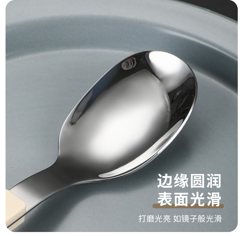 新款不锈钢法式夹柄刀叉勺餐具套装 西餐牛排刀叉汤匙茶匙五件套详情7
