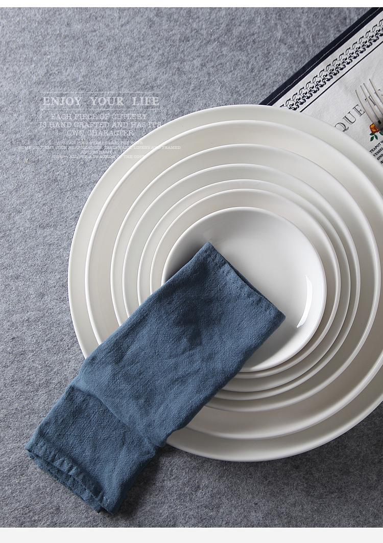 Diced pepper fish head deep plate, pure white ceramic rice plate, fruit cake plate, household vegetable plate, breakfast plate, soup plate, meal pic 10