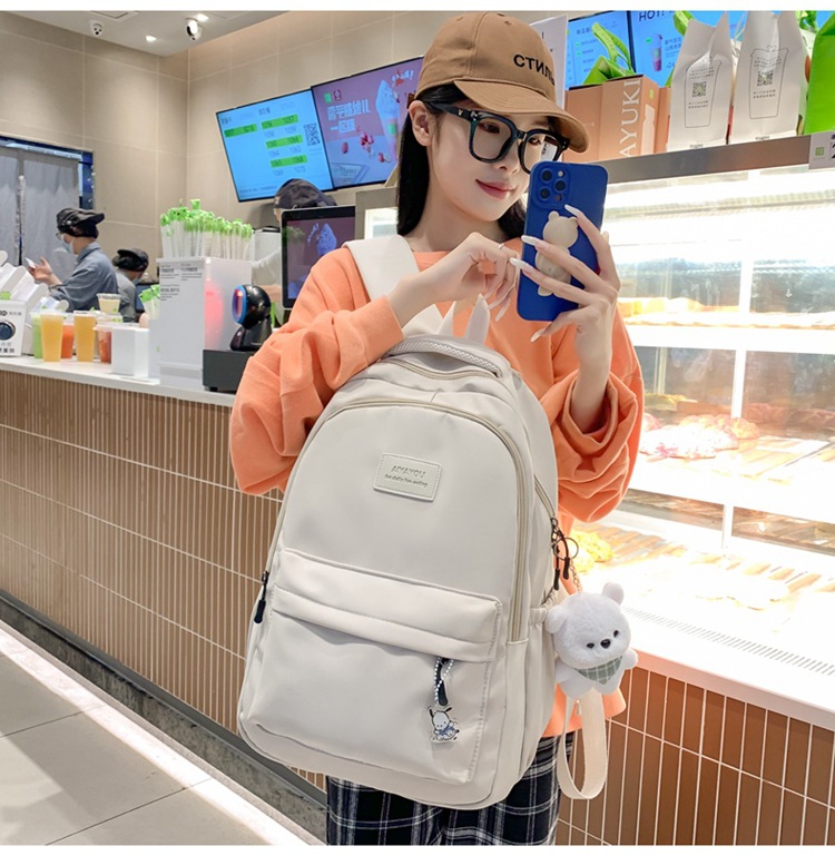 森系大容量高中大学生书包女简约百搭ins校园风双肩包女电脑背包详情19