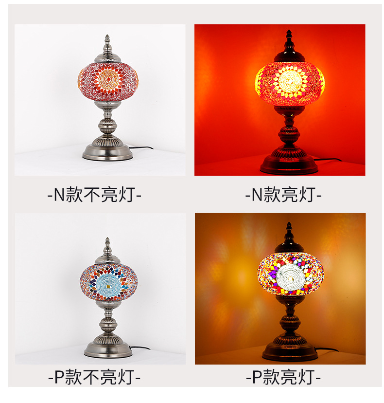 Qianlian Turkish table lamp, handcrafted glass lamp, hotel, homestay, restaurant and coffee shop decoration table lamp, Moroccan lamp pic 14