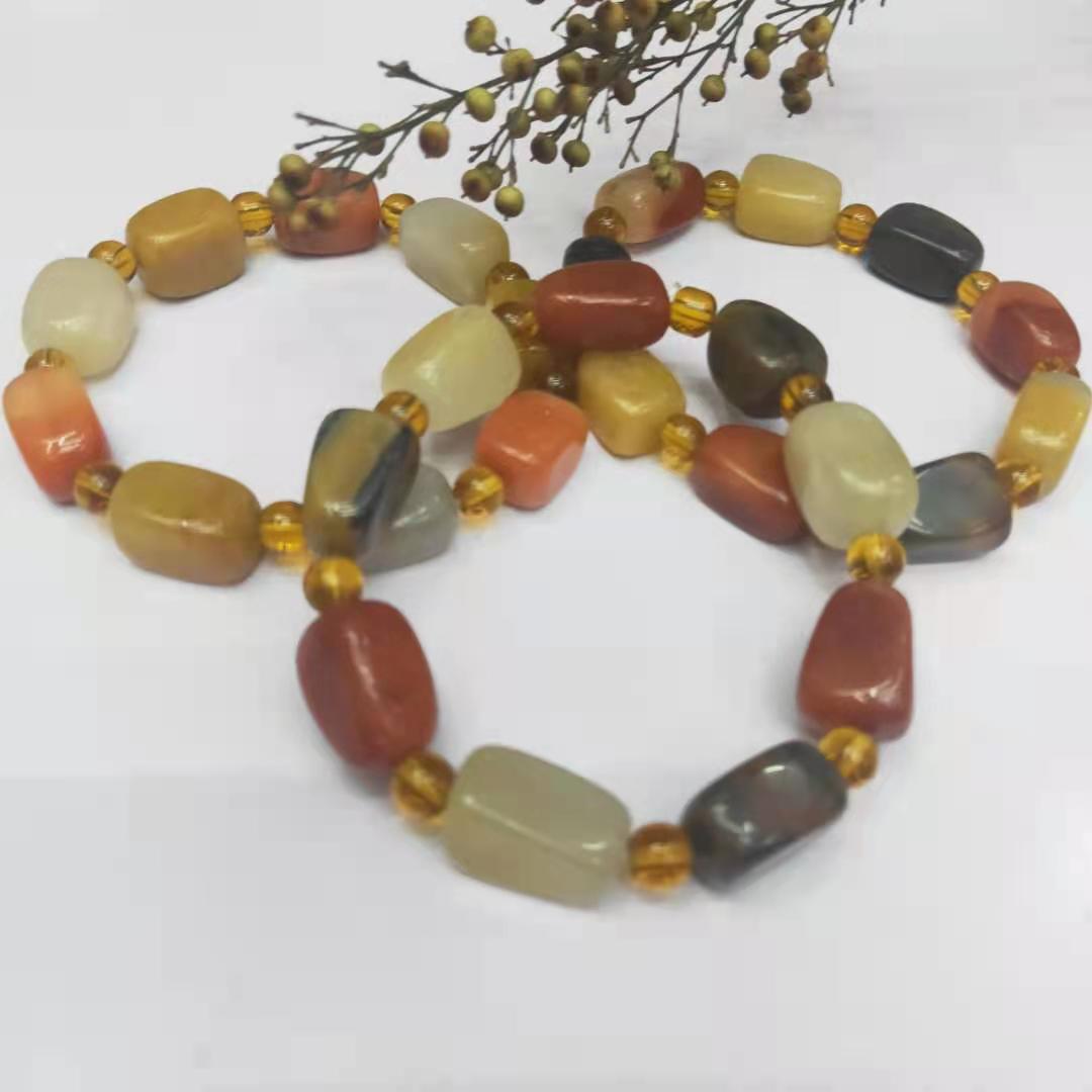 Jewelry and accessories, Xinjiang golden thread jade square irregular combination bracelet, Buddhist prayer beads, jade bracelet diy factory wholesale pic 8