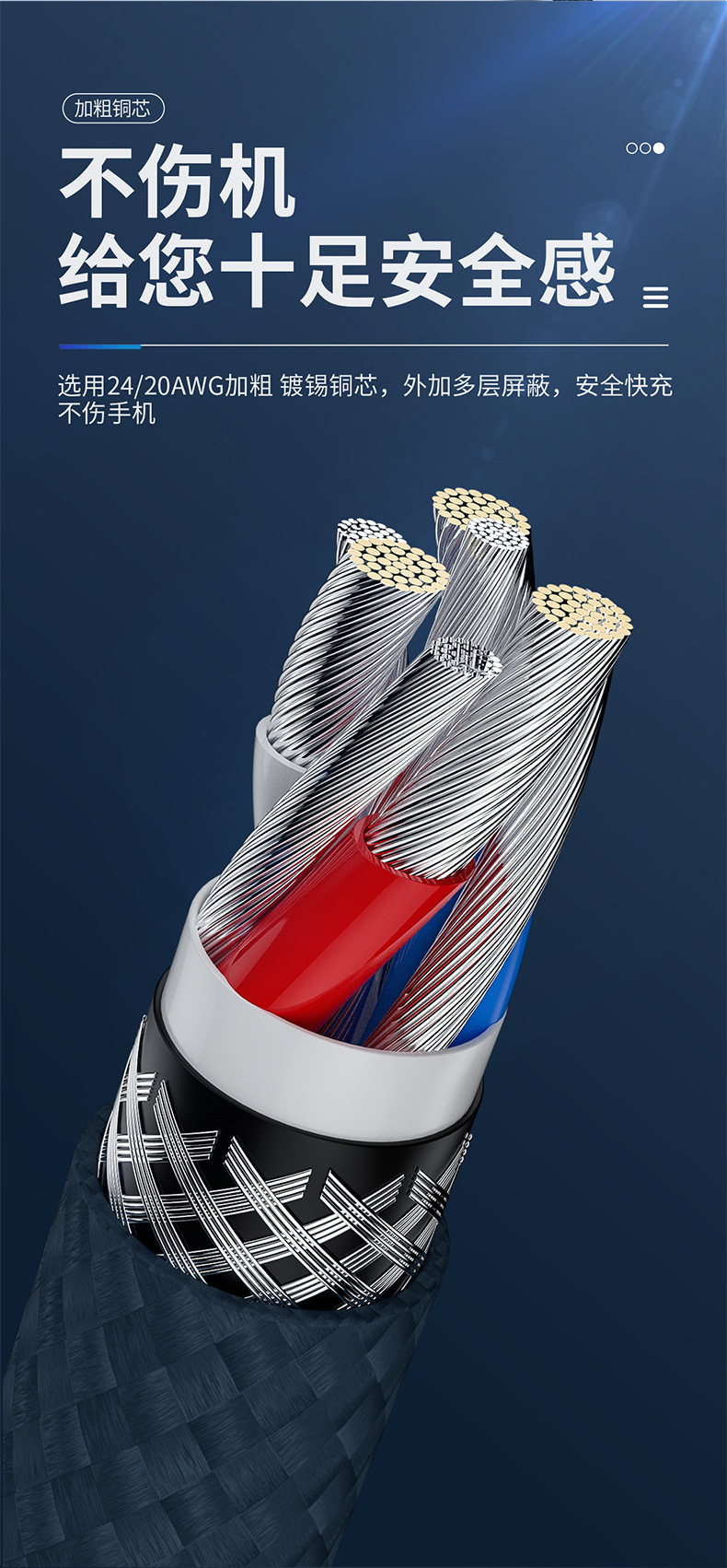 6A超级快充一拖三数据线100W布纹编织TYPE-C适用苹果三合一充电线详情21