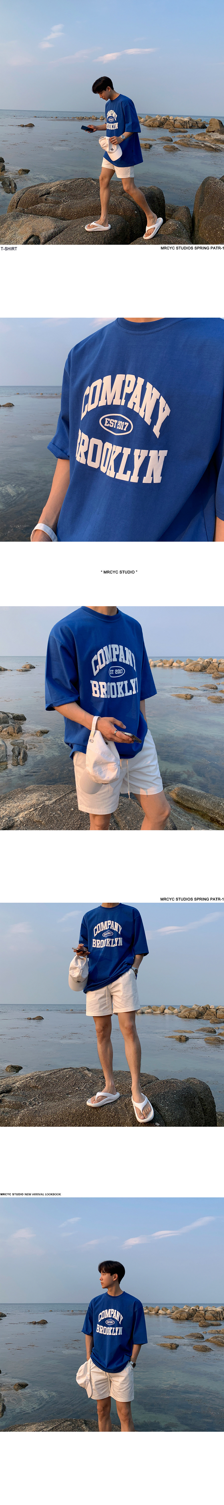 MYQ克莱因蓝短袖T恤男款夏季韩版潮流字母发泡印花纯棉半袖体恤详情12