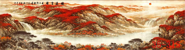  鸿运当头国画山水国潮 左右逢缘风景 客厅装饰仿真画芯65-296详情14