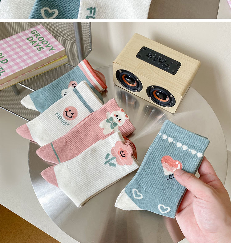 袜子女秋季款日系可爱小白兔中筒袜抗菌无骨袜ins潮春秋长棉袜详情12