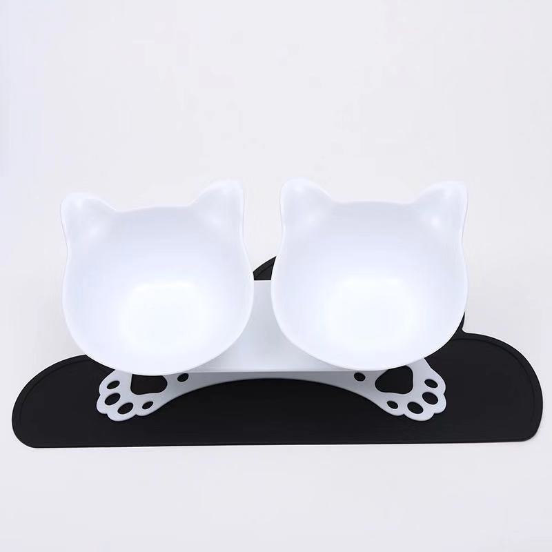 Pet cat and dog food bowl, cat ear and neck guard double bowl, tilted cat and dog food bowl, cat paw bottom double bowl manufacturer wholesale pic 14