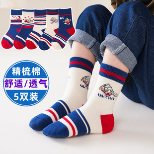 新年秋冬儿童大红袜子女平安熊红色喜庆中大童男女儿童中筒袜批发详情5