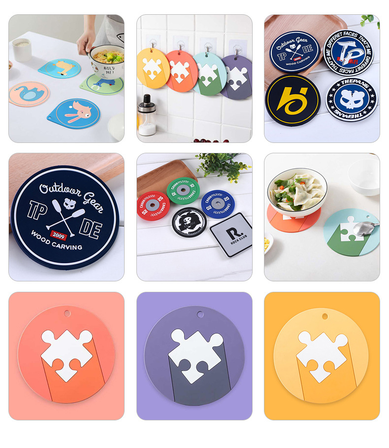 Customized PVC soft rubber anti-slip coasters, personalized and fashionable soft rubber table heat insulation pads and pot pads pic 7
