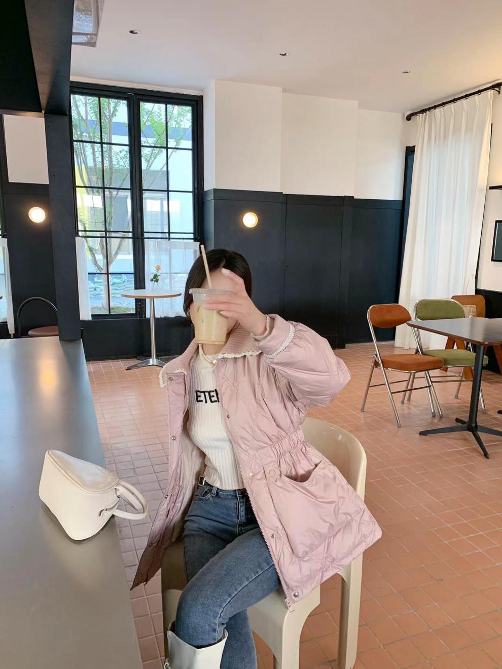 2022新款羽绒服女小香风短款韩版针织娃娃领时尚小个子冬外套潮详情27