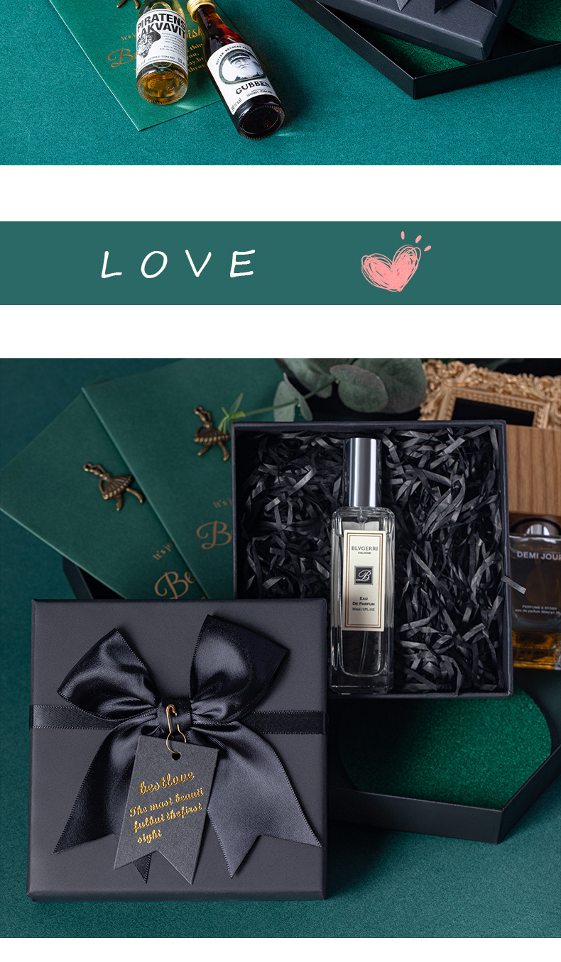 现货批发黑色礼品盒长方形蝴蝶结礼物盒大号天地盖伴手礼包装盒详情13