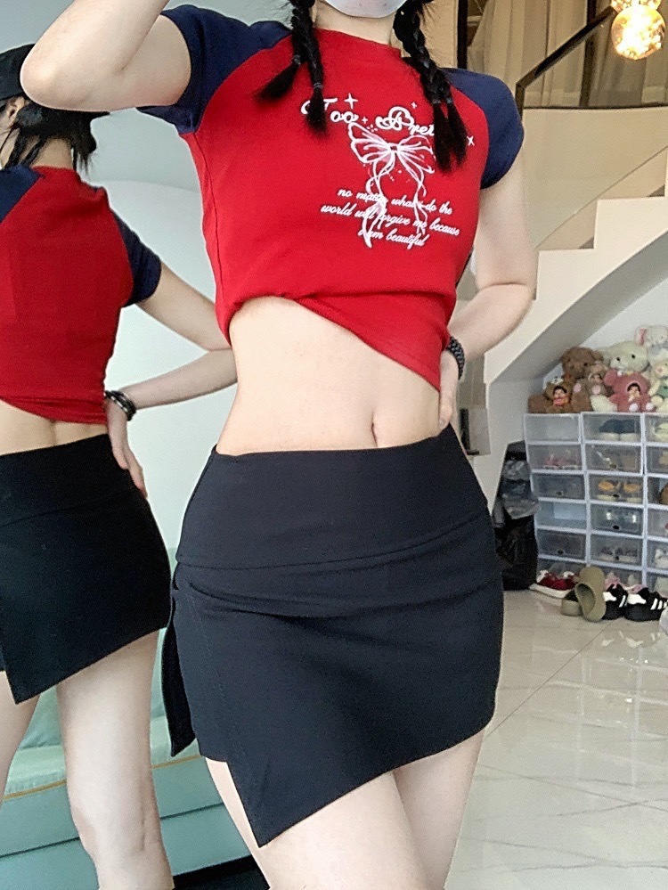 包臀开叉裙裤A字瑜伽短裤防走光美式百搭设计防走光设计运动短裤详情33